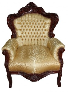 4251287776256 - Barock Sessel King Gold Muster   Braun 85 x 85 x H 120 cm - Luxus MÃ¶bel im Antik Stil