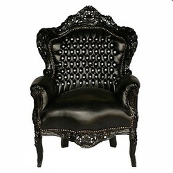 4251287776300 - Barock Sessel King Schwarz Schwarz Lederoptik mit Glitzersteinen - Luxus Barock Sessel 4251287776300 - Barock Sessel King Schwarz Schwarz Lederoptik mit Glitzersteinen - Luxus Barock Sessel