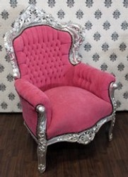4251287776447 - Barock Sessel King Rosa   Silber 85 x 85 x H 120 cm - Barock MÃ¶bel