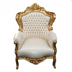 4252006254529 - Barock Sessel King Creme   Gold - Barock Sessel in Lederoptik