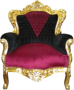 4251287776485 - Barock Sessel King Schwarz   Rot   Gold 85 x 85 x H 120 cm