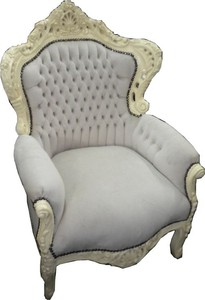 4251287776560 - Barock Sessel King creme   creme mit Samtstoff 85 x 85 x H 120 cm - Limited Edition