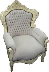 4251287776560 - Barock Sessel King creme   creme mit Samtstoff 85 x 85 x H 120 cm - Limited Edition