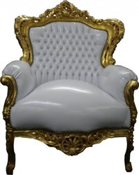 4251287776683 - Barock Sessel King weià gold in Lederoptik - Edel & Prunkvoll 4251287776683 - Barock Sessel King weià gold in Lederoptik - Edel & Prunkvoll