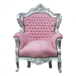 4251287776751 - Barock Sessel King Rosa   Silber 85 x 85 x H 120 cm - Barock MÃ¶bel