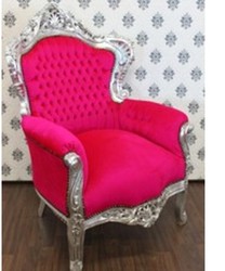 4251287776775 - Barock Sessel King Pink   Silber - Luxus Antik Stil MÃ¶bel