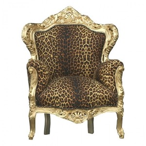 4251287776805 - Barock Sessel King Leopard   Gold - Luxus Antik Stil MÃ¶bel