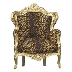 4251287776805 - Barock Sessel King Leopard   Gold - Luxus Antik Stil MÃ¶bel