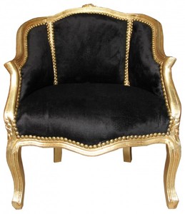 4251287777000 - Barock Damen Salon Sessel Schwarz Gold 63 x 53 x H 80 cm - Barock Wohnzimmermöbel 4251287777000 - Barock Damen Salon Sessel Schwarz Gold 63 x 53 x H 80 cm - Barock Wohnzimmermöbel