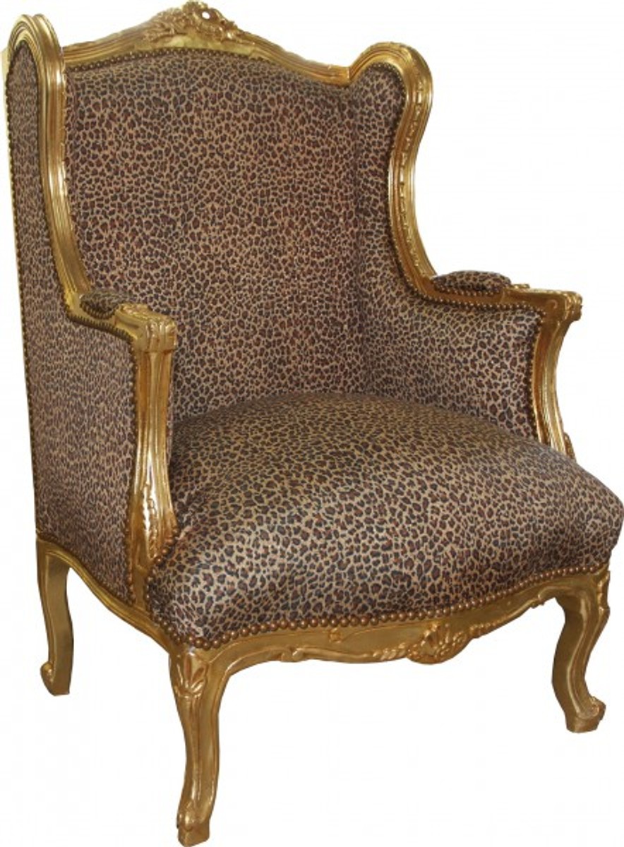 4251287777062 - Barock Lounge Thron Ohrensessel Leopard   Gold Mod2 - Antik Stil Wohnzimmer Tron Stuhl