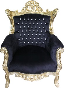 4251287777109 - Barock Sessel Al Capone Schwarz Gold mit Bling Bling Glitzersteinen - Limited Edition 4251287777109 - Barock Sessel Al Capone Schwarz Gold mit Bling Bling Glitzersteinen - Limited Edition