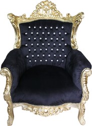 4251287777109 - Barock Sessel Al Capone Schwarz Gold mit Bling Bling Glitzersteinen - Limited Edition 4251287777109 - Barock Sessel Al Capone Schwarz Gold mit Bling Bling Glitzersteinen - Limited Edition