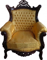 4251287777185 - Barock Wohnzimmer Sessel Al Capone Gold Muster   Mahagonibraun - Antik Stil MÃ¶bel