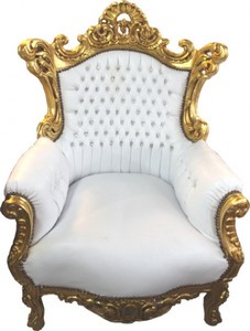 4251287777536 - Barock Sessel Al Capone Weiß Gold mit Bling Bling Glitzersteinen 90 x 80 x H 128 cm 4251287777536 - Barock Sessel Al Capone Weiß Gold mit Bling Bling Glitzersteinen 90 x 80 x H 128 cm