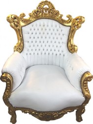 4251287777536 - Barock Sessel Al Capone Weiß Gold mit Bling Bling Glitzersteinen 90 x 80 x H 128 cm 4251287777536 - Barock Sessel Al Capone Weiß Gold mit Bling Bling Glitzersteinen 90 x 80 x H 128 cm