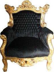 4251287777550 - Barock Sessel Al Capone Schwarz Gold 90 x 80 x H 120 cm - Antik Stil Möbel 4251287777550 - Barock Sessel Al Capone Schwarz Gold 90 x 80 x H 120 cm - Antik Stil Möbel