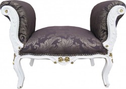 4251287778021 - Barock Schemel Hocker Schwarz Muster   WeiÃ   Gold - Sitzbank MÃ¶bel Bank