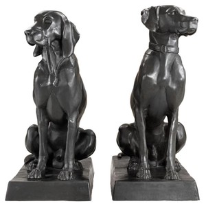 4251287778175 - Luxus Bronzefiguren 2er Set Hunde 32 x 60 x H 73 cm - Limited Edition