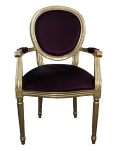 4251287778335 - Barock Esszimmer Stuhl mit Armlehne Lila   Gold - Designer Stuhl - Luxus QualitÃ¤t