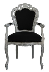 4251287778403 - Barock Esszimmer Stuhl mit Armlehne Schwarz   Vintage WeiÃ - Designer Stuhl - Luxus QualitÃ¤t