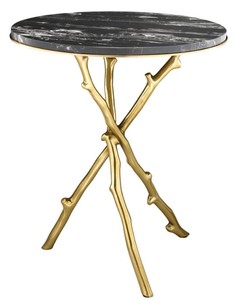 4251287780727 - Luxus Wohnzimmer Beistelltisch in gold mit schwarzer Marmorplatte 50 x H 57 cm - Limited Edition