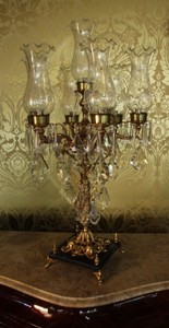 4251287781014 - Barock Kristall Hockerleuchte - H 86 cm - Antik Stil - Luxus Kollektion