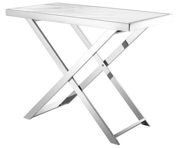 4251287781304 - Edelstahl Konsole mit weiÃer Marmorplatte 110 x 60 x H 87 cm - Luxus WohnzimmermÃ¶bel