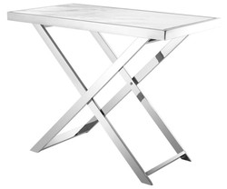 4251287781304 - Edelstahl Konsole mit weiÃer Marmorplatte 110 x 60 x H 87 cm - Luxus WohnzimmermÃ¶bel