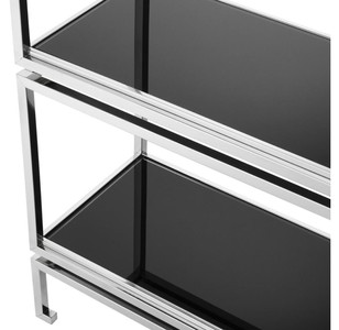 Casa Padrino Stainless Steel Cabinet With Black Glass Panels 90 X