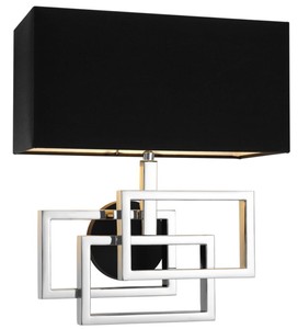 4251287781762 - Designer Wandleuchte in silber mit schwarzem Lampenschirm 35 x 18 x H 38 cm - Luxus Wandlampe