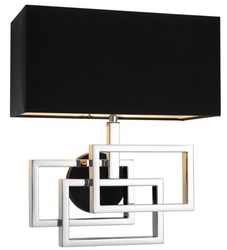 4251287781762 - Designer Wandleuchte in silber mit schwarzem Lampenschirm 35 x 18 x H 38 cm - Luxus Wandlampe