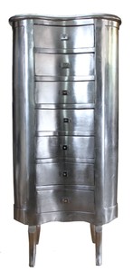 4251287782240 - Barock Kommode Silber mit 7 Schubladen Oval - Antik Stil - Barock MÃ¶bel