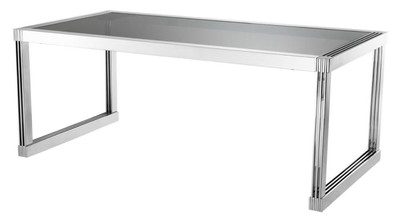 4251287782271 - Luxus Esstisch in silber mit Rauchglas 195 x 100 x H 78 cm - Luxus QualitÃ¤t