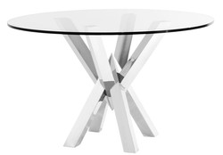4251287782288 - Luxus Edelstahl Esstisch mit Glasplatte 125 x H 77 cm - EsszimmermÃ¶bel