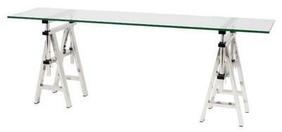 4251287782530 - Edelstahl Konsolentisch mit Glasplatte 200 x 50 x H 66-78 cm - Luxus WohnzimmermÃ¶bel