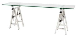 4251287782530 - Edelstahl Konsolentisch mit Glasplatte 200 x 50 x H 66-78 cm - Luxus WohnzimmermÃ¶bel
