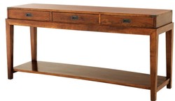 4251287782585 - Luxus Konsole mit 3 Schubladen in braun 1625 x 475 x H 76 cm - WohnzimmermÃ¶bel