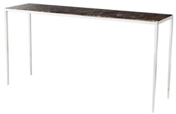 4251287782622 - Wohnzimmer Konsole in silber mit brauner Marmorplatte 152 x 40 x H 76 cm - Luxus QualitÃ¤t