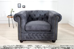 4251287782820 - Chesterfield Sessel Antikgrau - Lounge Sessel Antik grau - Wohnzimmer Sessel