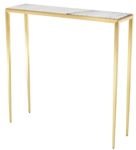 4251287784190 - Wohnzimmer Konsole in gold mit weiÃer Marmorplatte 90 x 245 x H 90 cm - Luxus MÃ¶bel
