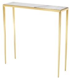 4251287784190 - Wohnzimmer Konsole in gold mit weiÃer Marmorplatte 90 x 245 x H 90 cm - Luxus MÃ¶bel