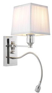 4251287784381 - Luxus Wandleuchte Silber mit weiÃem Lampenschirm 14 x 25 x H 305 cm - Hotel Kollektion