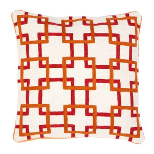 4251287784664 - Zierkissen in weiÃ   orange   rot 50 x H 50 cm - Luxus Wohnzimmer Accessoires