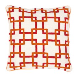 4251287784664 - Zierkissen in weiÃ   orange   rot 50 x H 50 cm - Luxus Wohnzimmer Accessoires