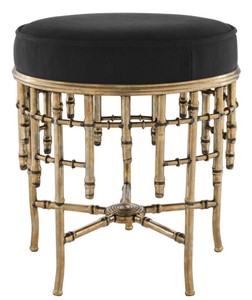 4251287784855 - Designer Hocker Vintage Messing   Schwarz 455 x H 50 cm - Luxus Rundhocker