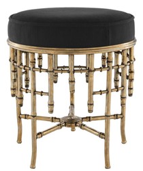 4251287784855 - Designer Hocker Vintage Messing   Schwarz 455 x H 50 cm - Luxus Rundhocker