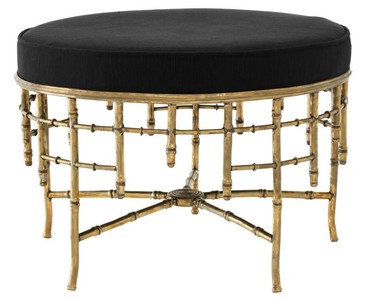 4251287784862 - Designer Hocker Vintage Messing   Schwarz 69 x H 485 cm - Luxus Rundhocker