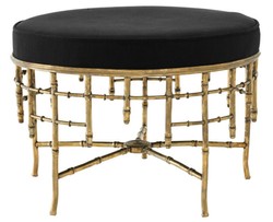 4251287784862 - Designer Hocker Vintage Messing   Schwarz 69 x H 485 cm - Luxus Rundhocker