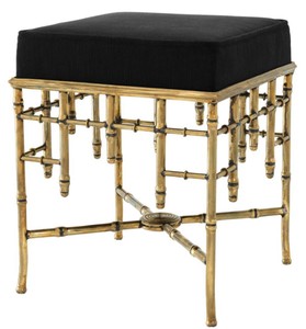 4251287784879 - Designer Hocker Vintage Messing   Schwarz 40 x 40 x H 485 cm - Luxus Sitzhocker