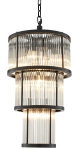 4251287785135 - Kronleuchter in bronze mit vintage Glas 38 x H 76 cm - Luxus WohnzimmermÃ¶bel